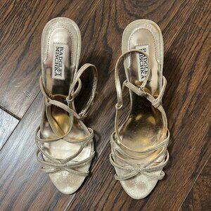 Badgley Mischka Metallic Strappy Heels - Size 9.5